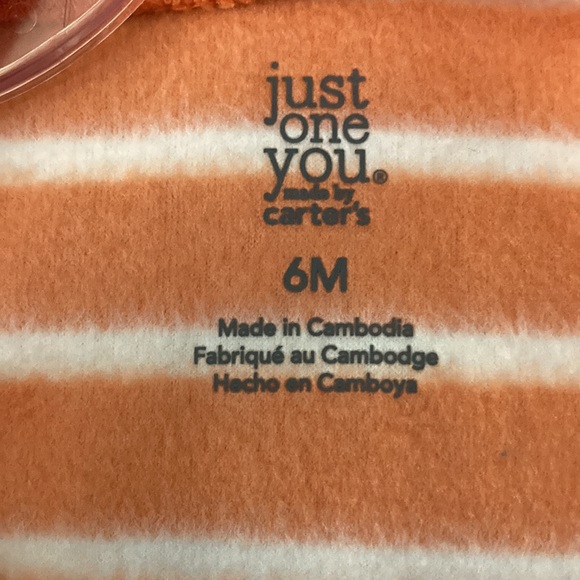 Carters Just one you Orange and Black Onesie Pajamas. Infant 6 month. - Picture 2 of 5